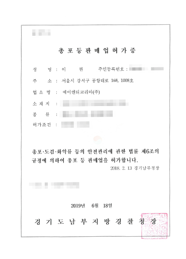 License for Sales of Firearms